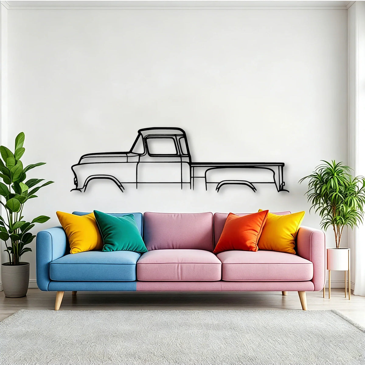 Short BED 3100 1955 Classic Silhouette Metal Wall Art - Tinvibe