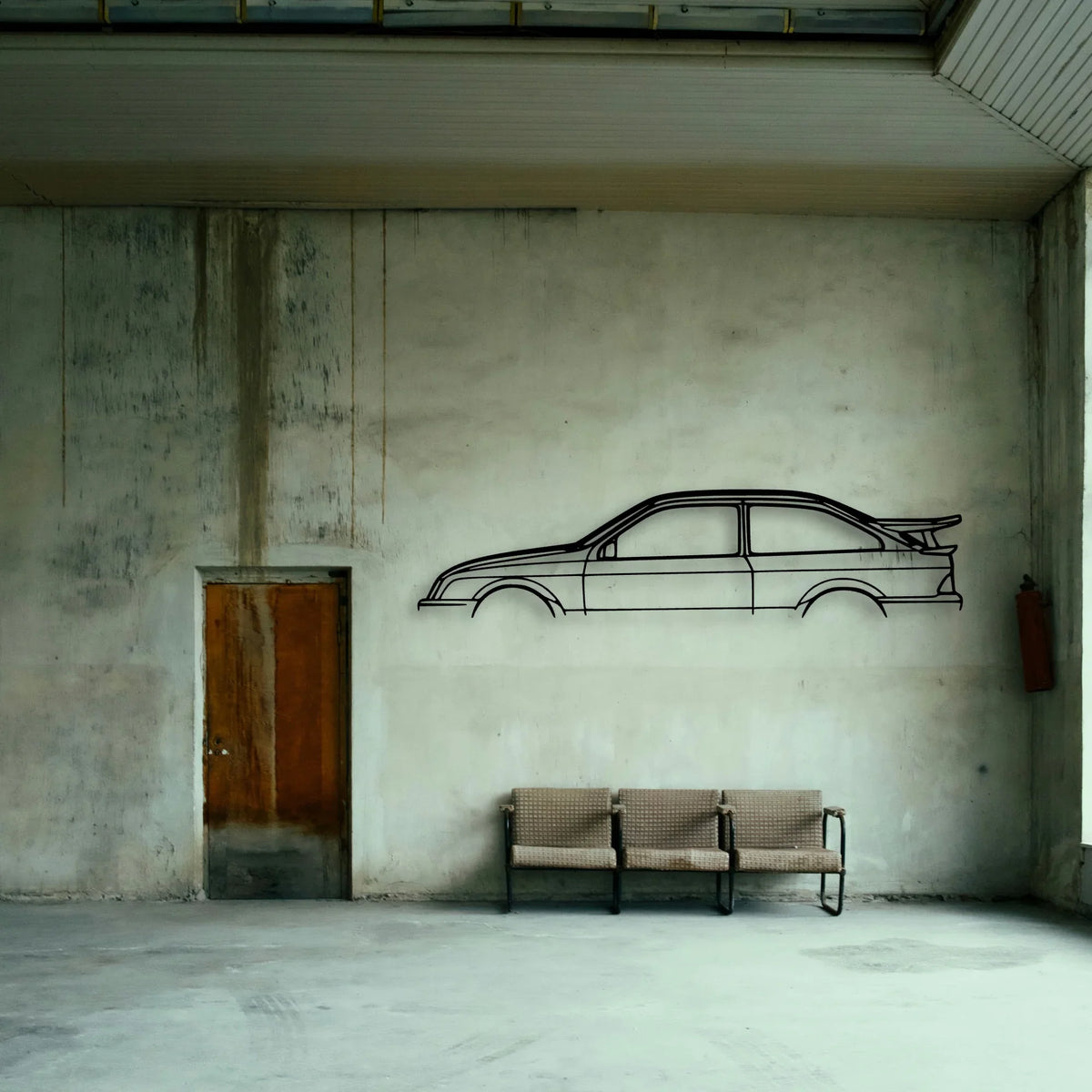Sierra Cosworth RS500 1988 Classic Silhouette Metal Wall Art - Tinvibe