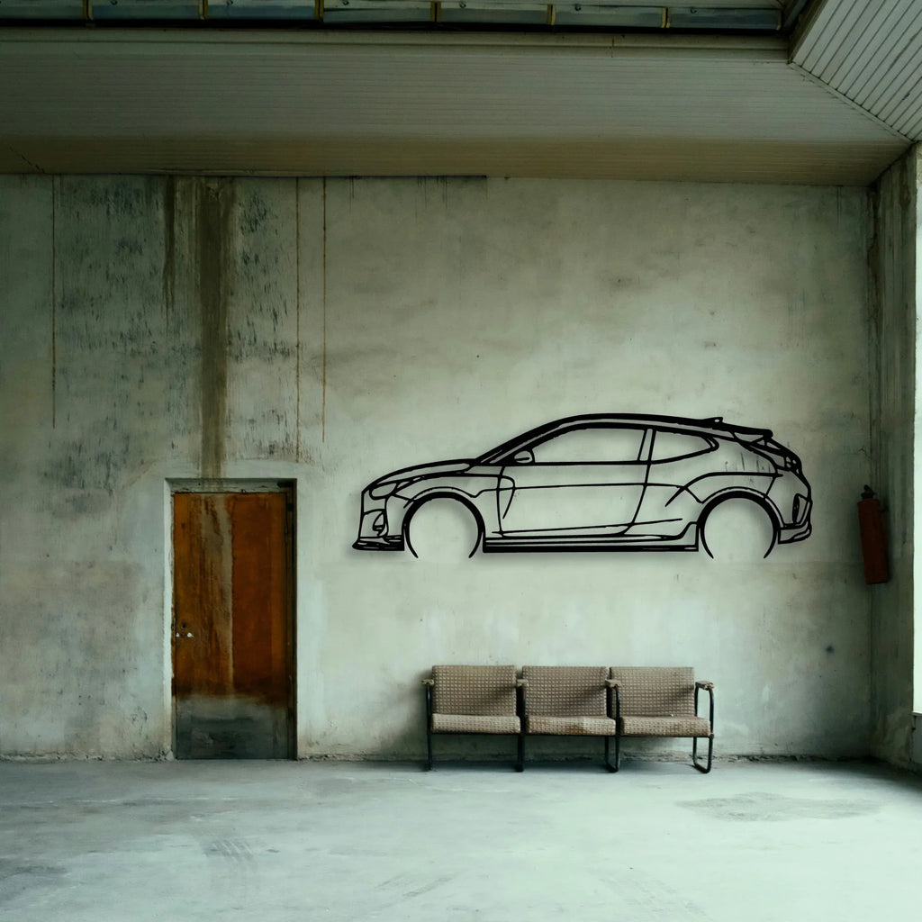 Veloster R 2020 Classic Silhouette Metal Wall Art - Tinvibe