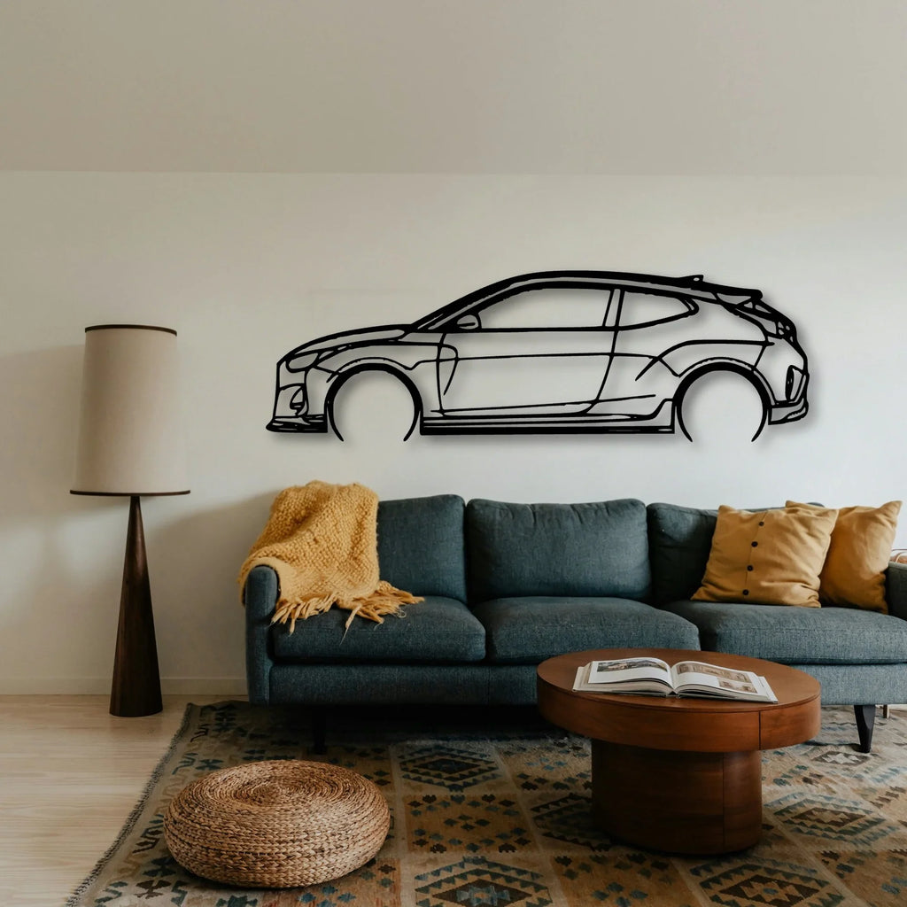 Veloster R 2020 Classic Silhouette Metal Wall Art - Tinvibe