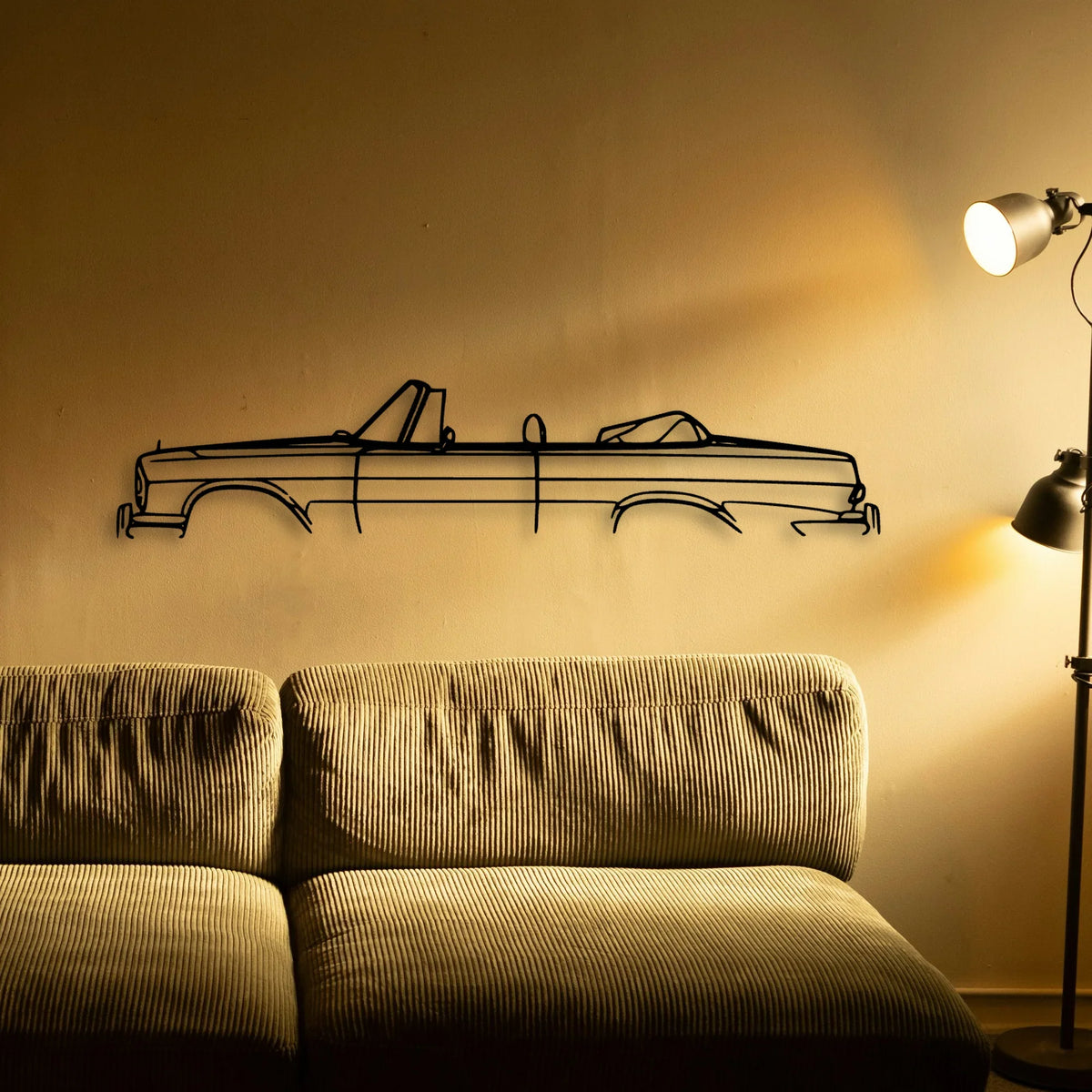 W111 Convertible 1967 Classic Silhouette Metal Wall Art - Tinvibe