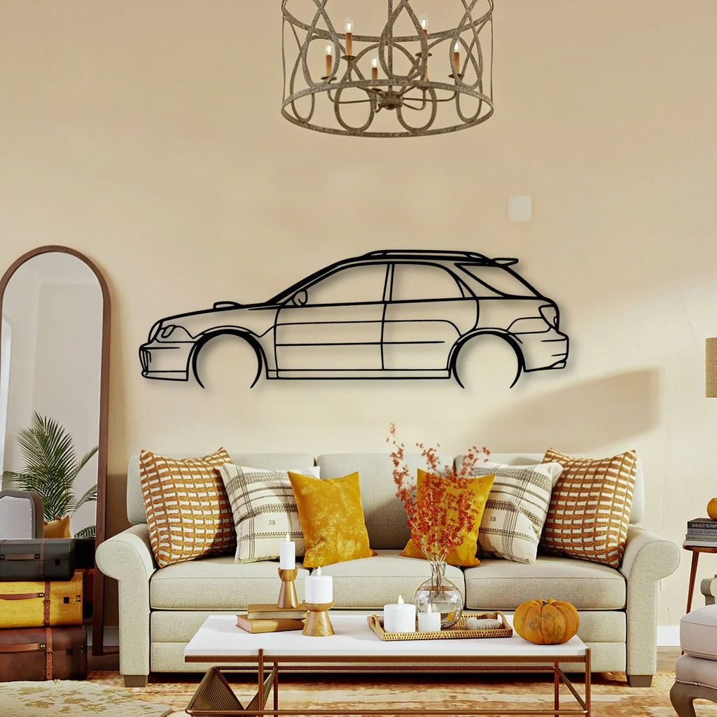 WRX STI 2002 Wagon Classic Silhouette Metal Wall Art - Tinvibe