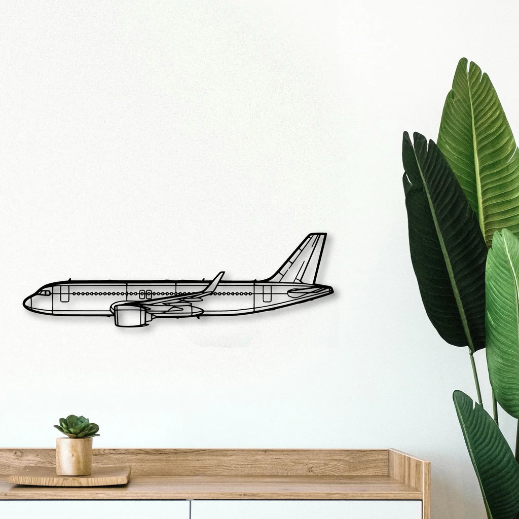 A320NEO 2 Classic Aircraft Silhouette Metal Wall Art - Tinvibe