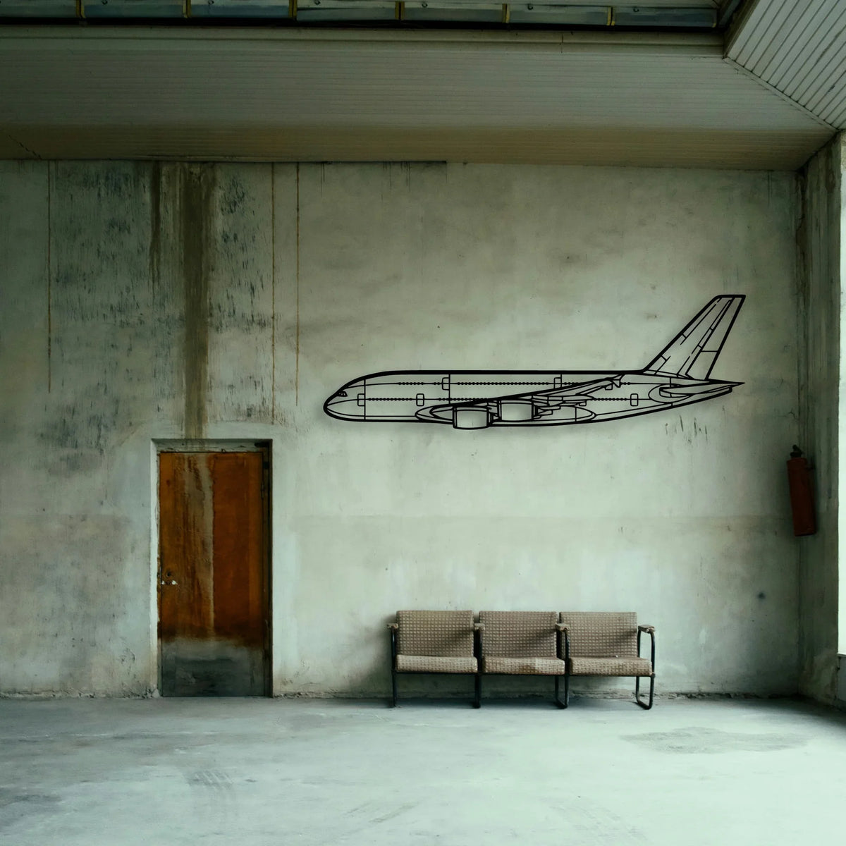 A380 800 Classic Aircraft Silhouette Metal Wall Art - Tinvibe