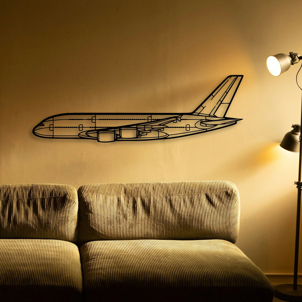A380 800 Classic Aircraft Silhouette Metal Wall Art - Tinvibe