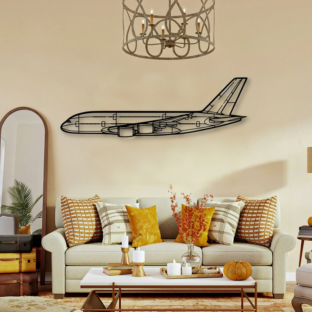 A380 800 Classic Aircraft Silhouette Metal Wall Art - Tinvibe