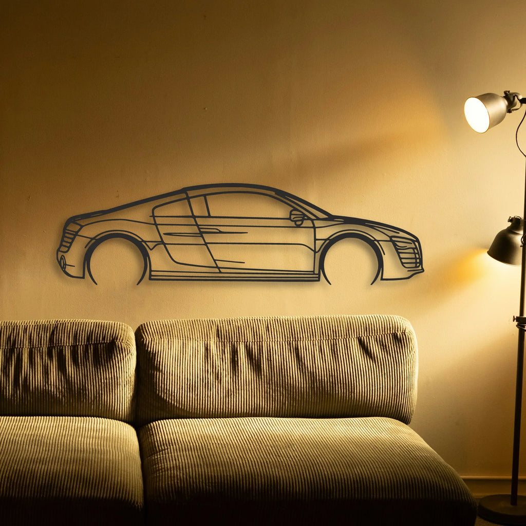 Audi R8 V10 Classic Silhouette Metal Wall Art - Tinvibe