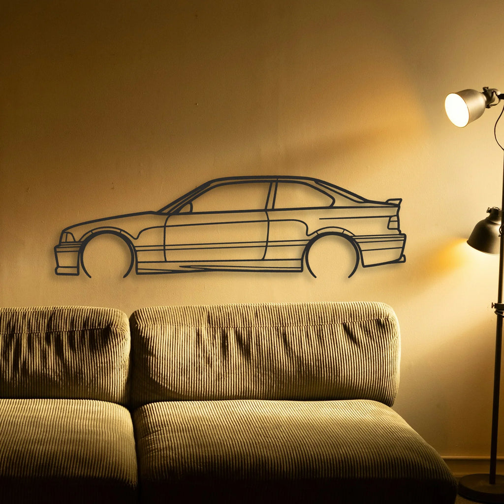 BMW E36 M3 Classic Silhouette Metal Wall Art - Tinvibe