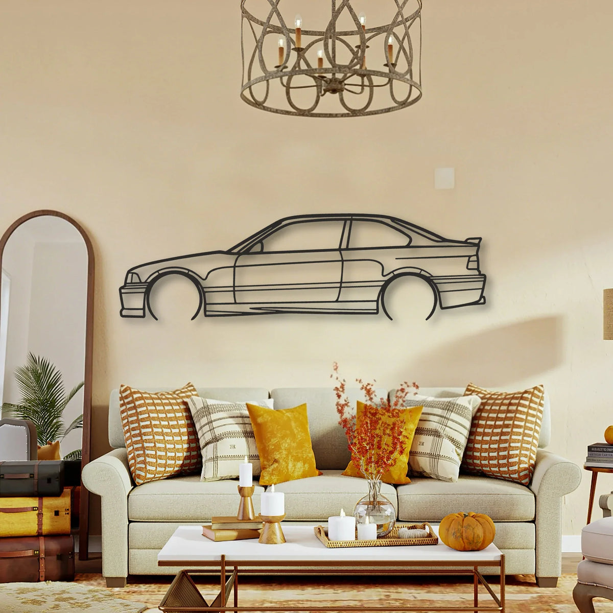 BMW E36 M3 Classic Silhouette Metal Wall Art - Tinvibe
