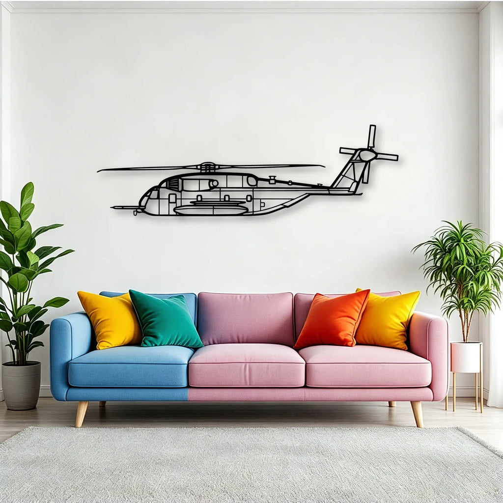 Ch 53E Super Stallion Classic Aircraft Silhouette Metal Wall Art - Tinvibe