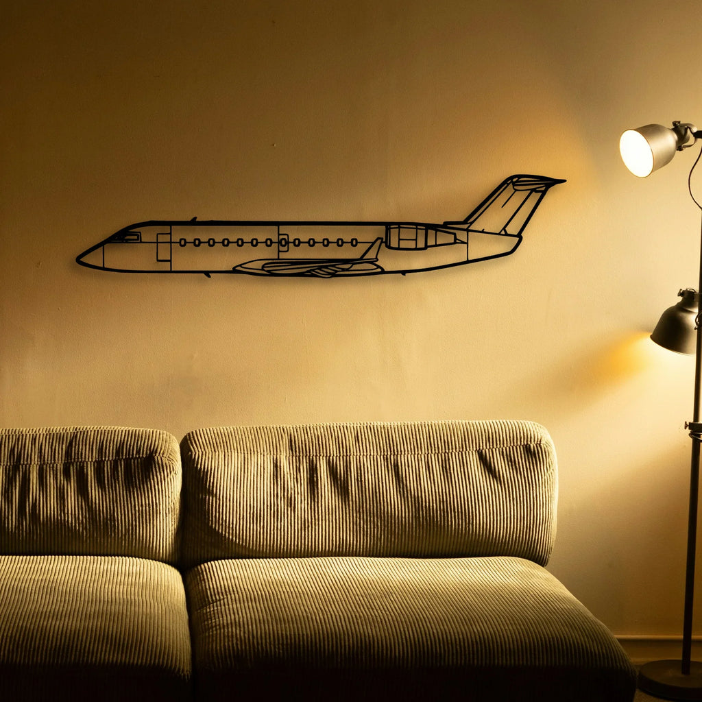 CRJ200 Classic Aircraft Silhouette Metal Wall Art - Tinvibe