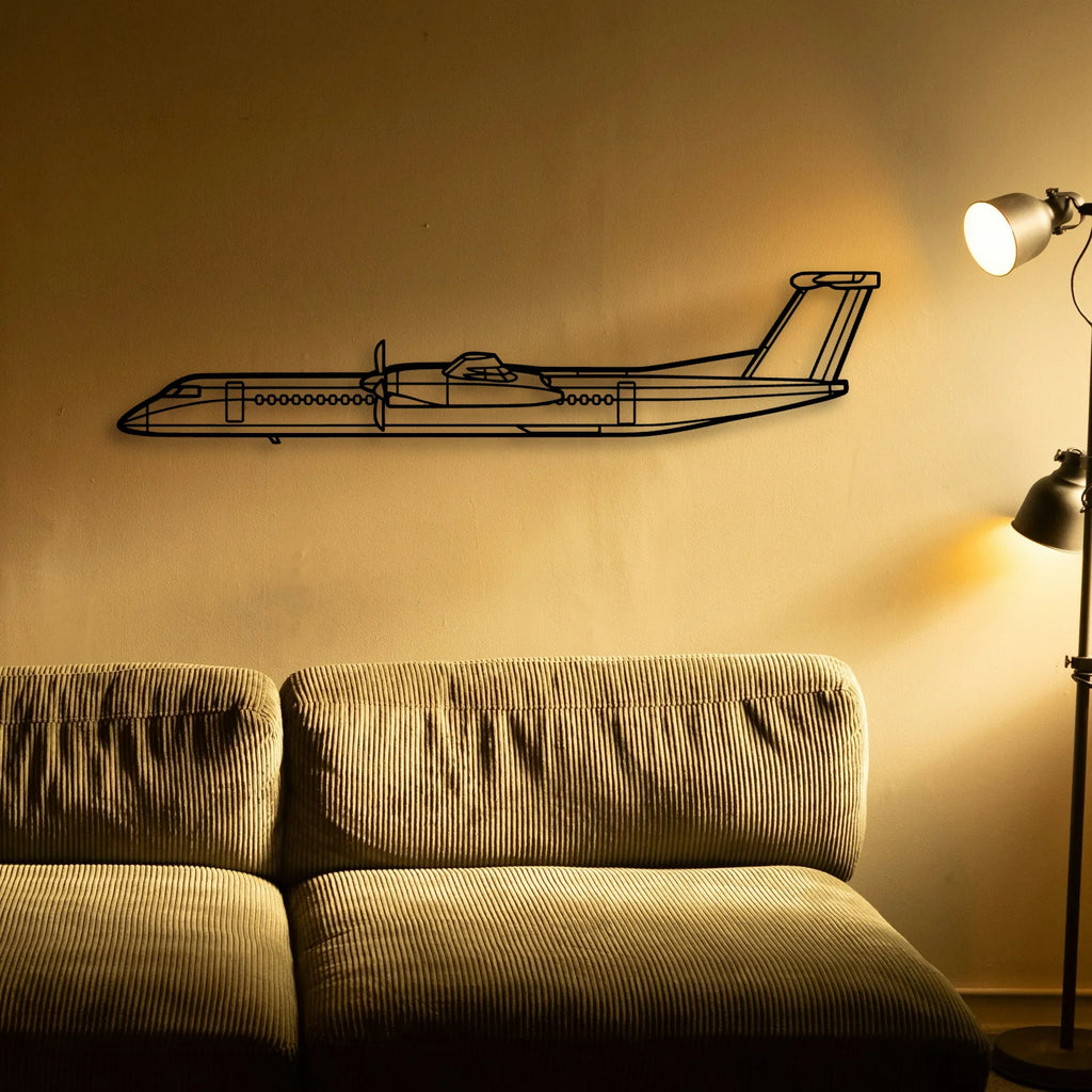 Dash 8 Q400 2 Classic Aircraft Silhouette Metal Wall Art - Tinvibe