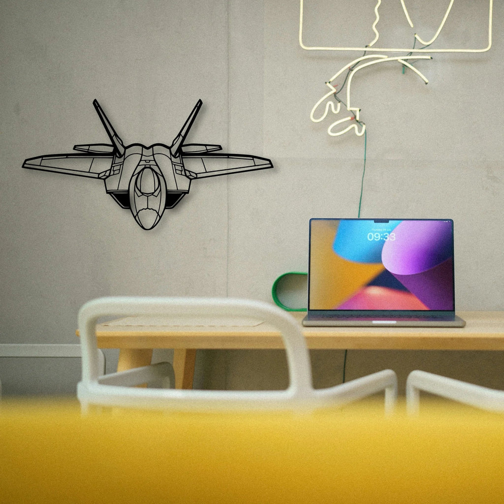 F 22 Raptor Classic Aircraft Silhouette Metal Wall Art - Tinvibe