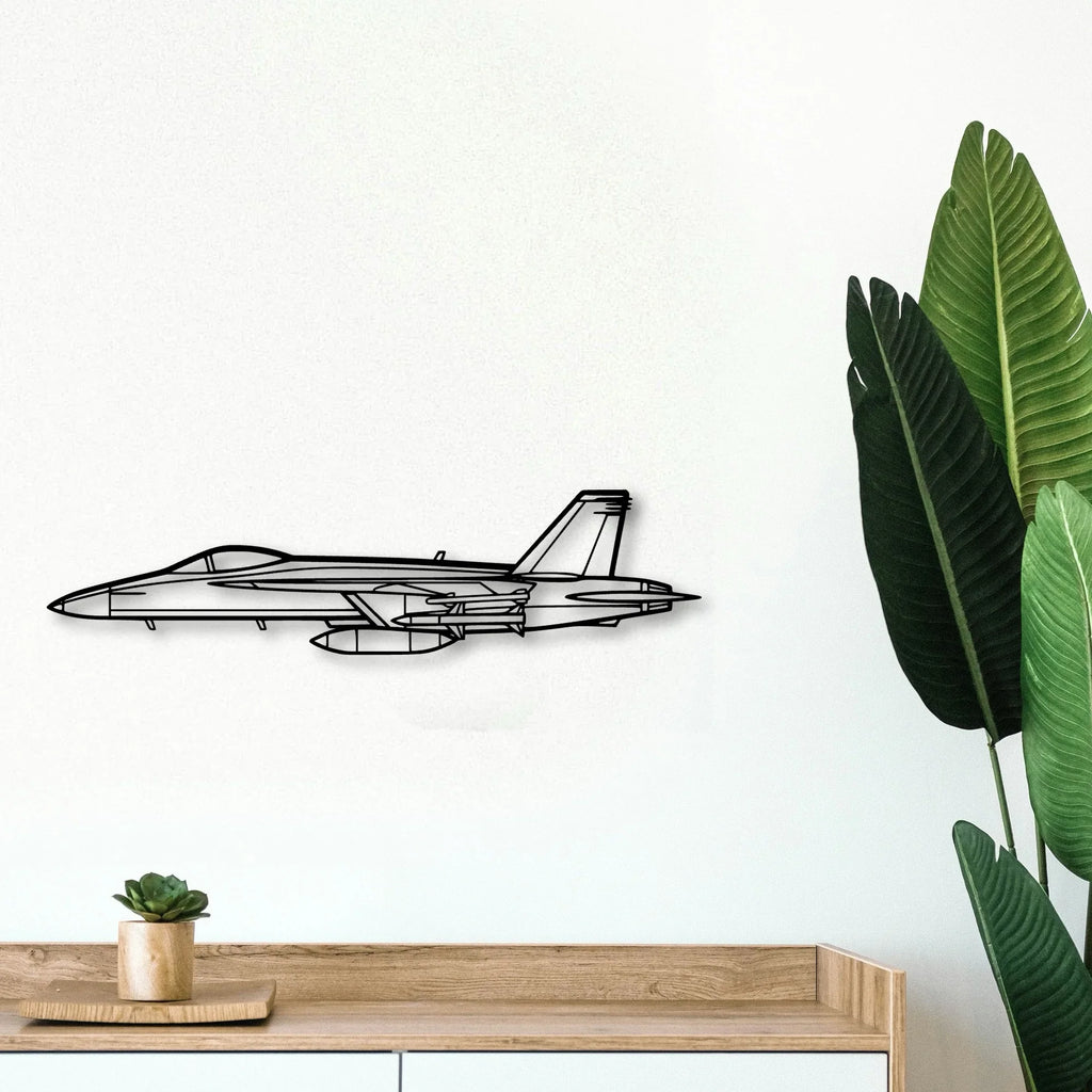F18 Hornet Classic Aircraft Silhouette Metal Wall Art - Tinvibe