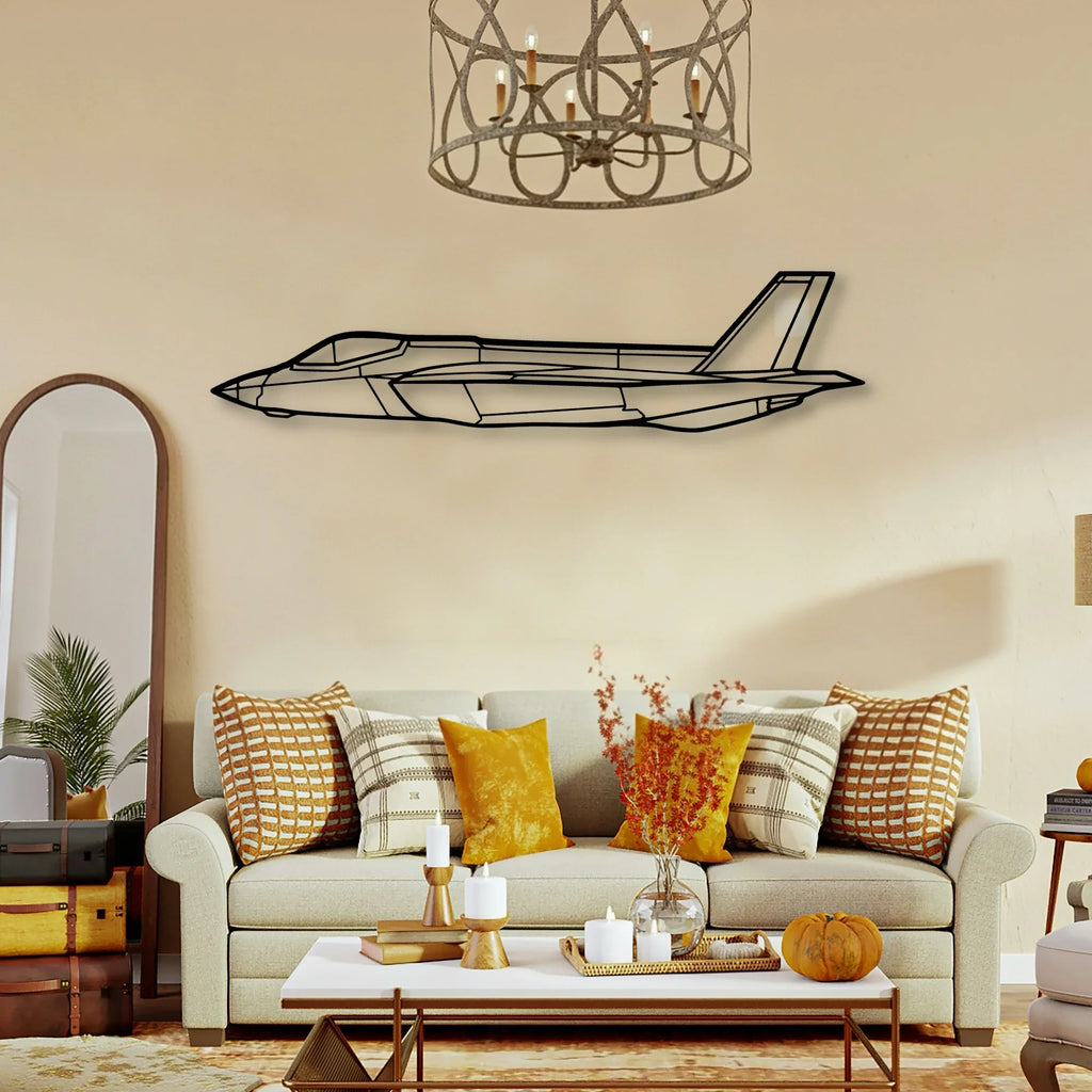 F35C Lightning Li 2 Classic Aircraft Silhouette Metal Wall Art - Tinvibe