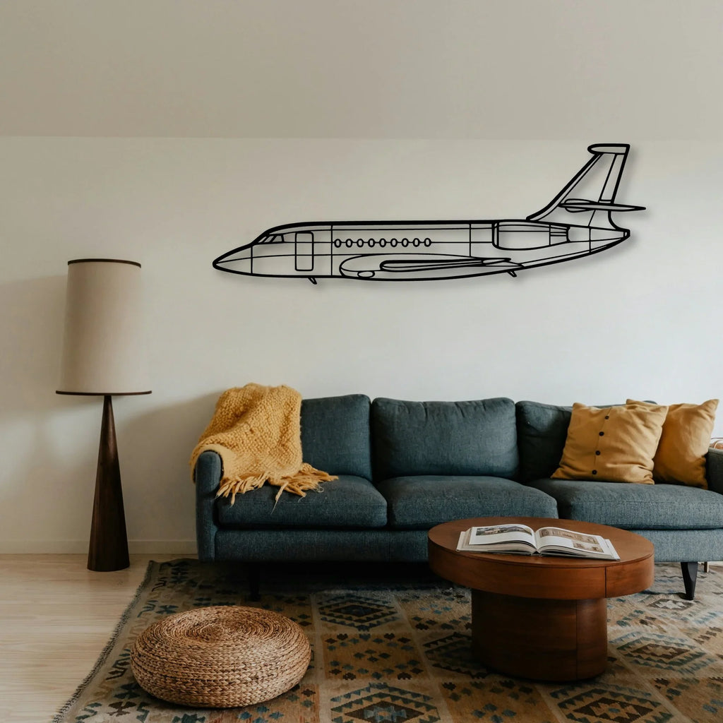Falcon 2000 2 Classic Aircraft Silhouette Metal Wall Art - Tinvibe