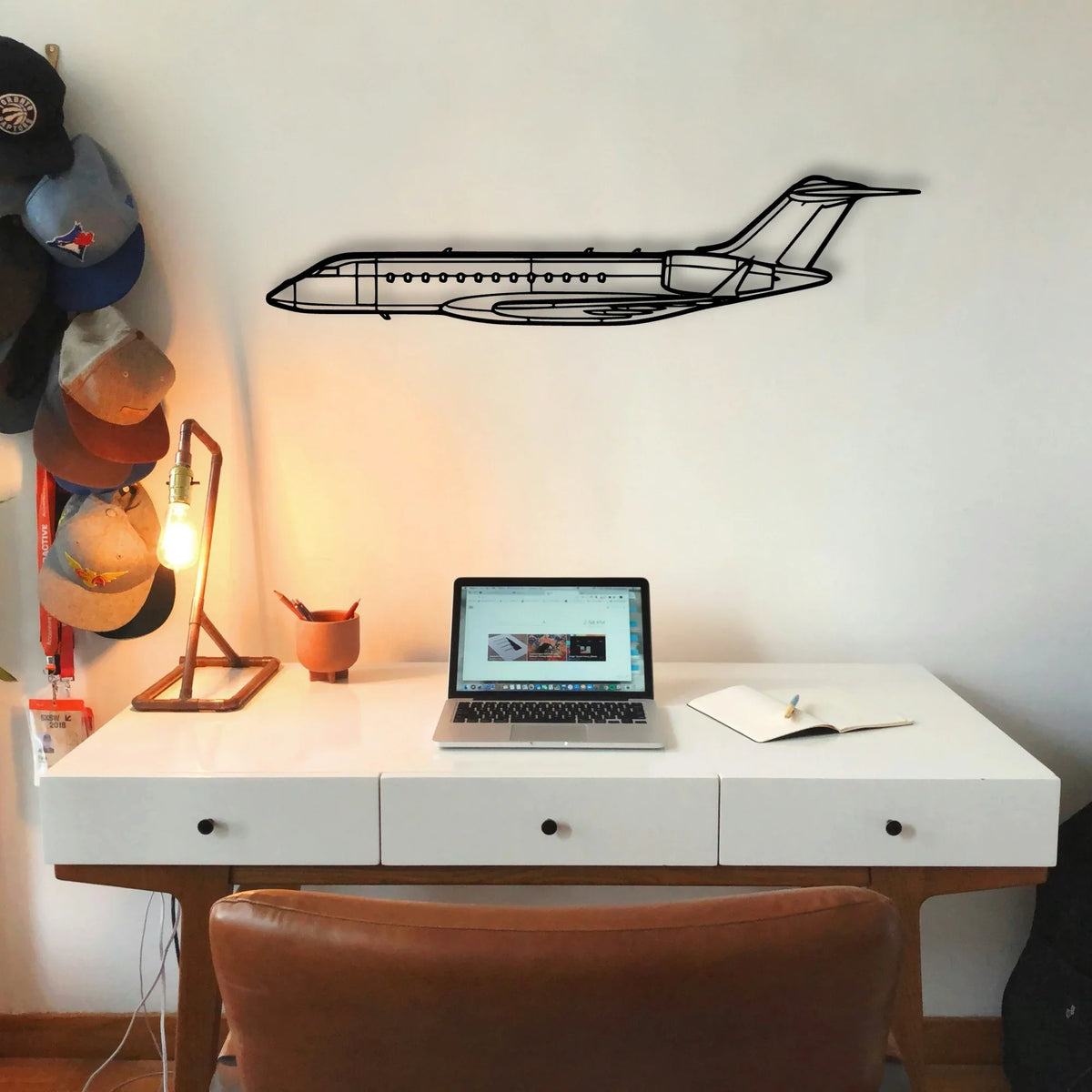 Global 6000 2018 Classic Aircraft Silhouette Metal Wall Art - Tinvibe