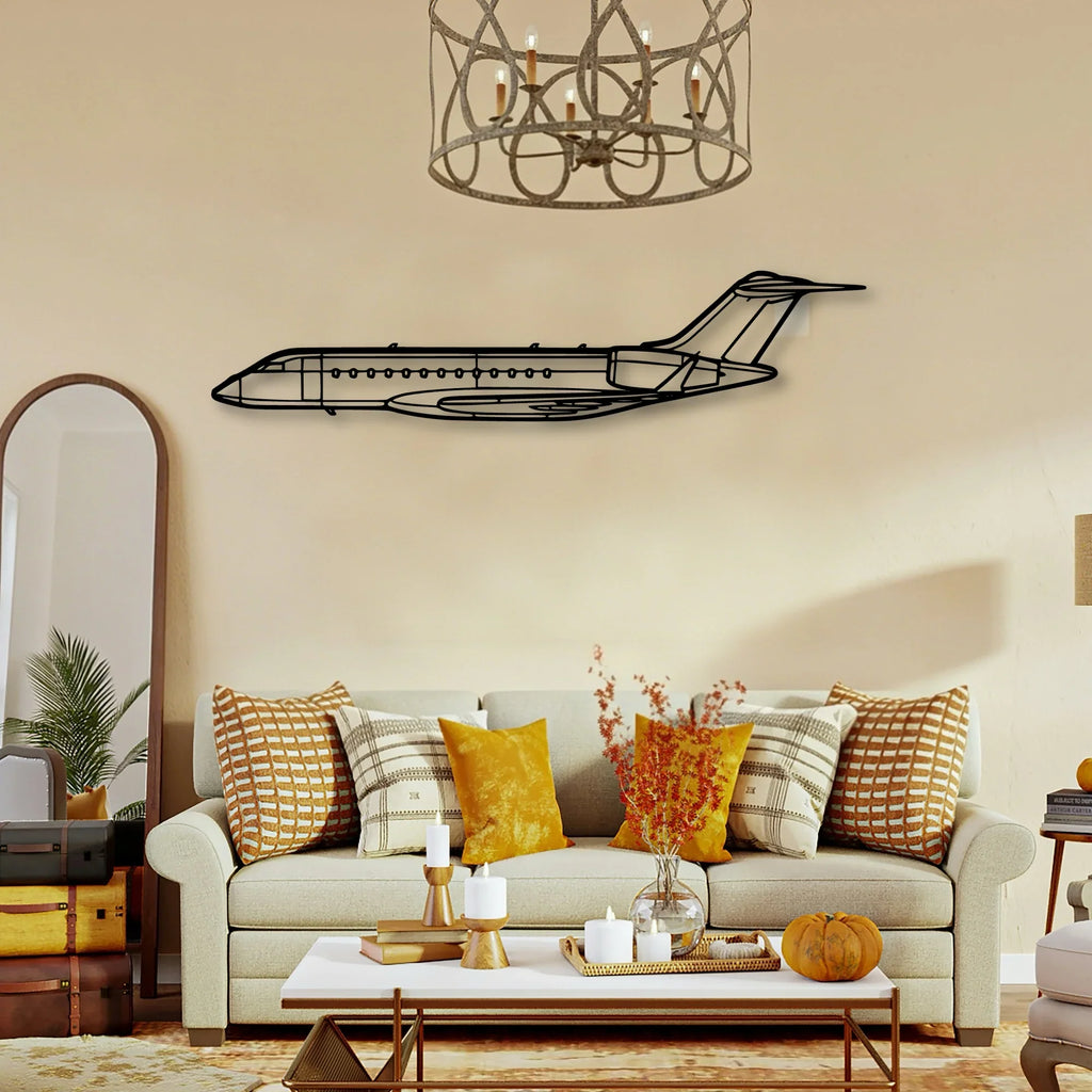 Global 6000 2018 Classic Aircraft Silhouette Metal Wall Art - Tinvibe