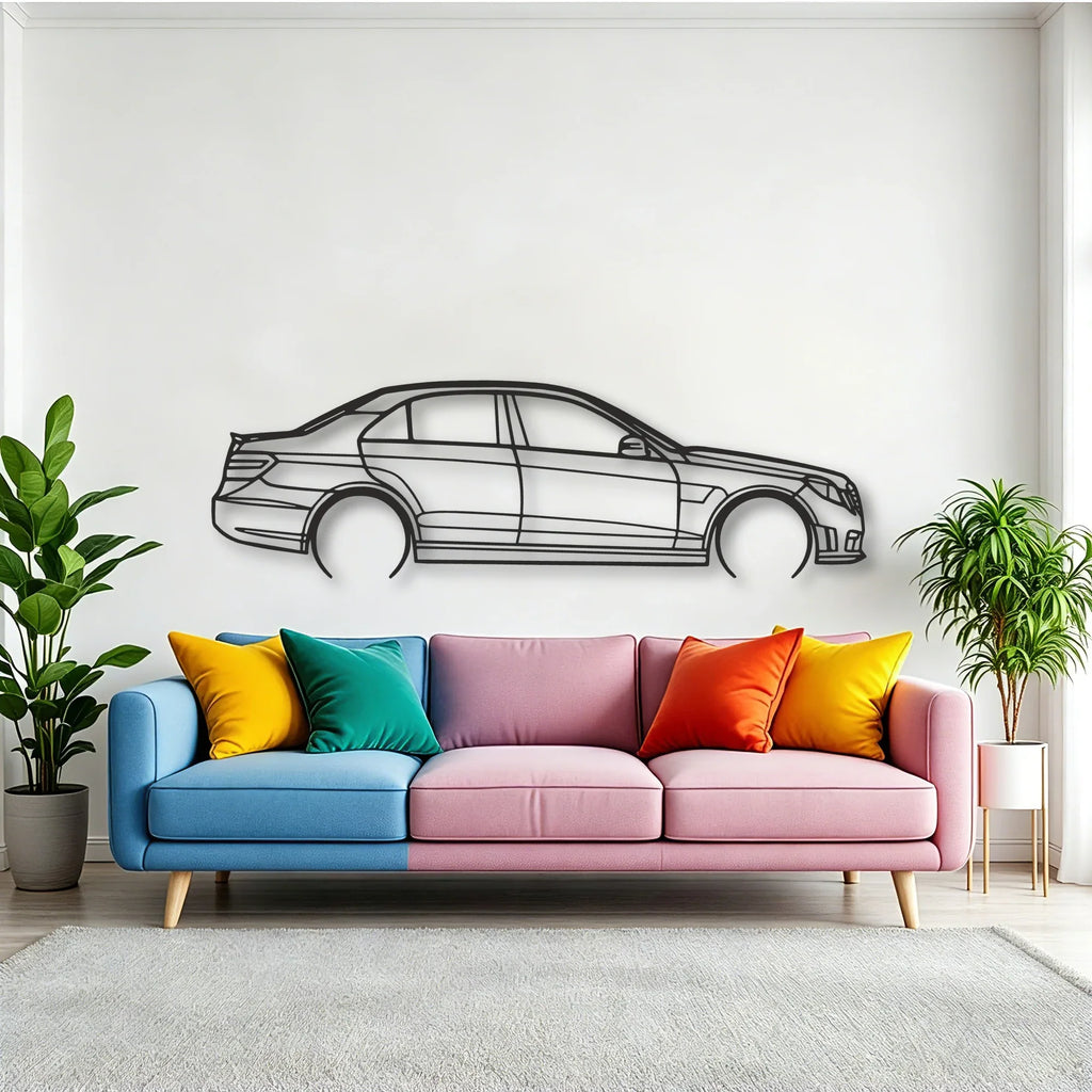 Mercedes E63 AMG Classic Silhouette Metal Wall Art - Tinvibe