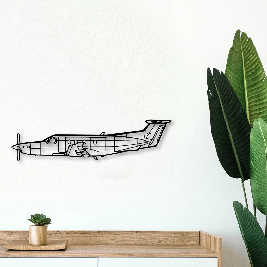 Pilatus Pc 12 Classic Aircraft Silhouette Metal Wall Art - Tinvibe