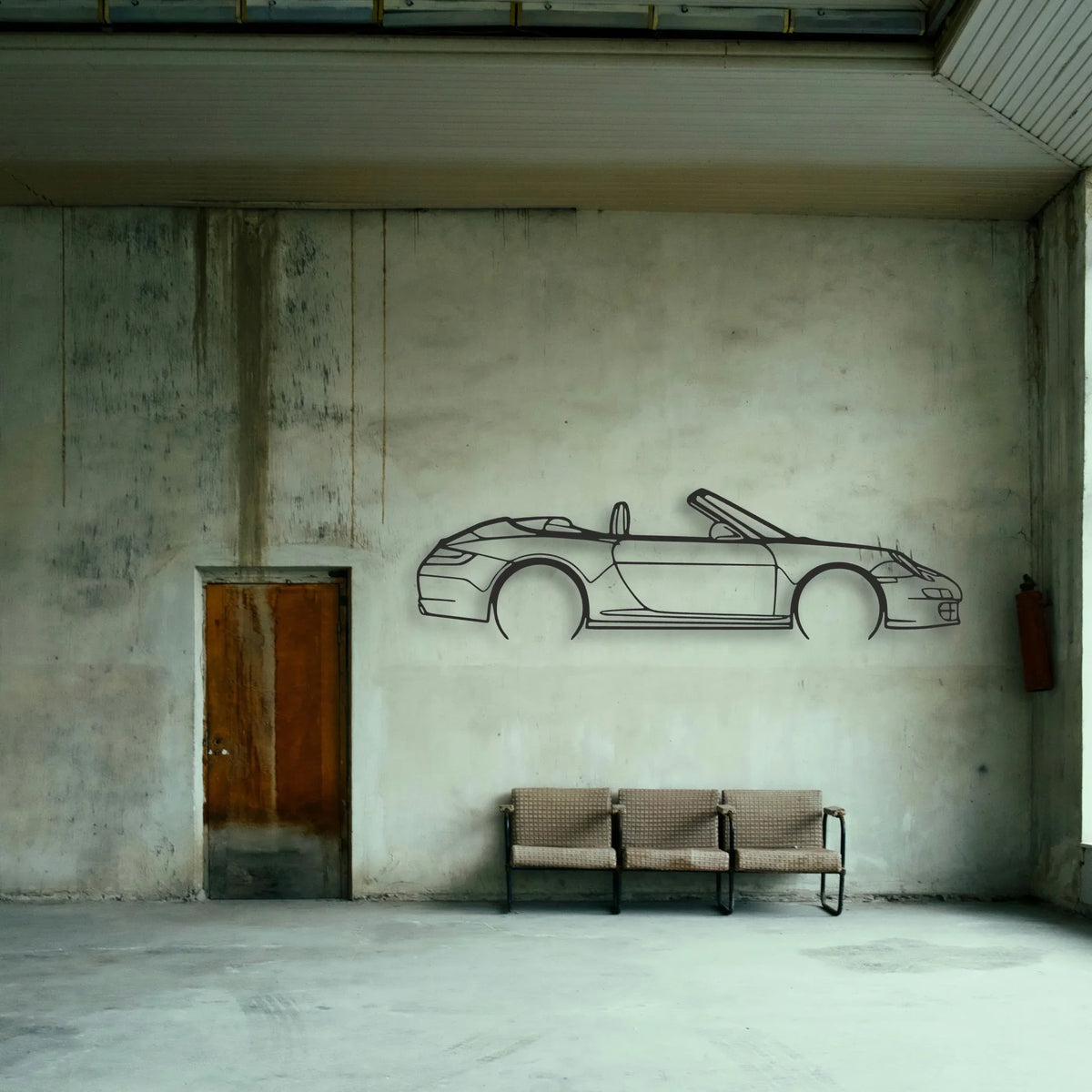 Porsche 911 Cabrio Model 997 Classic Silhouette Metal Wall Art - Tinvibe