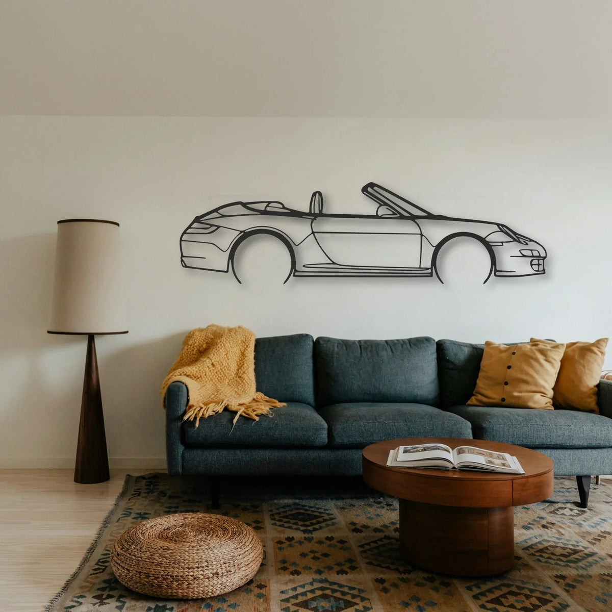 Porsche 911 Cabrio Model 997 Classic Silhouette Metal Wall Art - Tinvibe