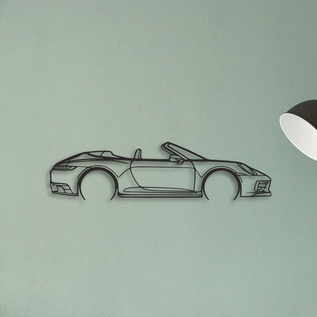 Porsche 911 Model 992 Convertible Classic Silhouette Metal Wall Art - Tinvibe