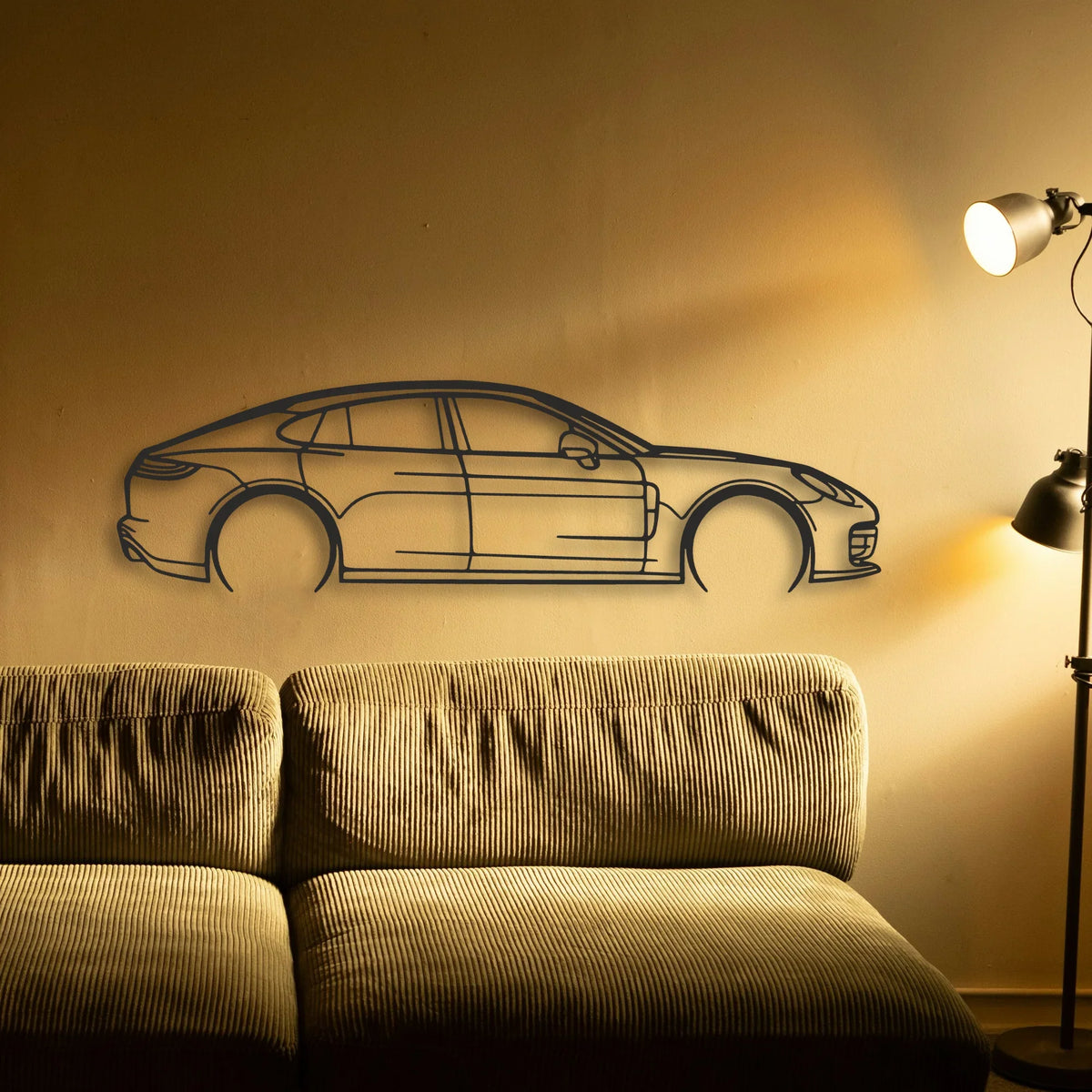 Porsche Panamera GTS 2023 Classic Silhouette Metal Wall Art - Tinvibe