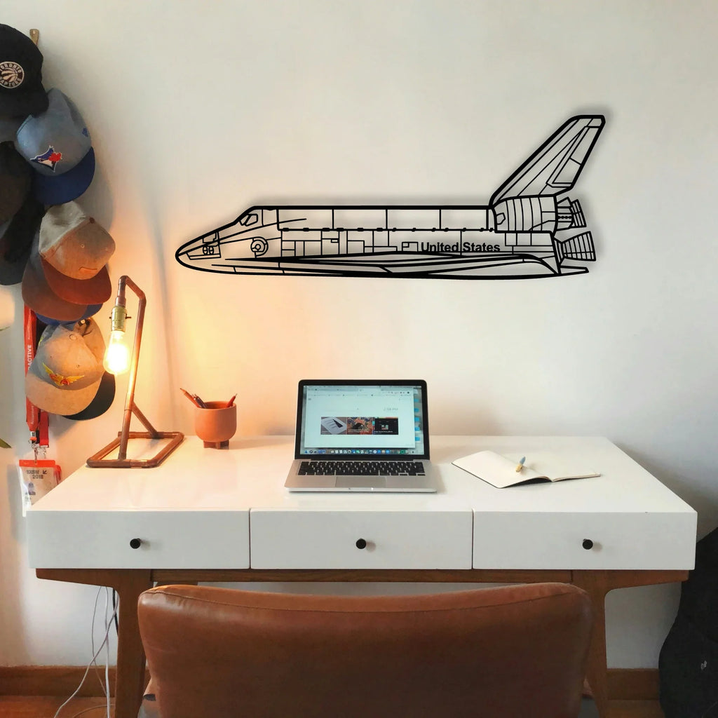 Space Shuttle Classic Aircraft Silhouette Metal Wall Art - Tinvibe