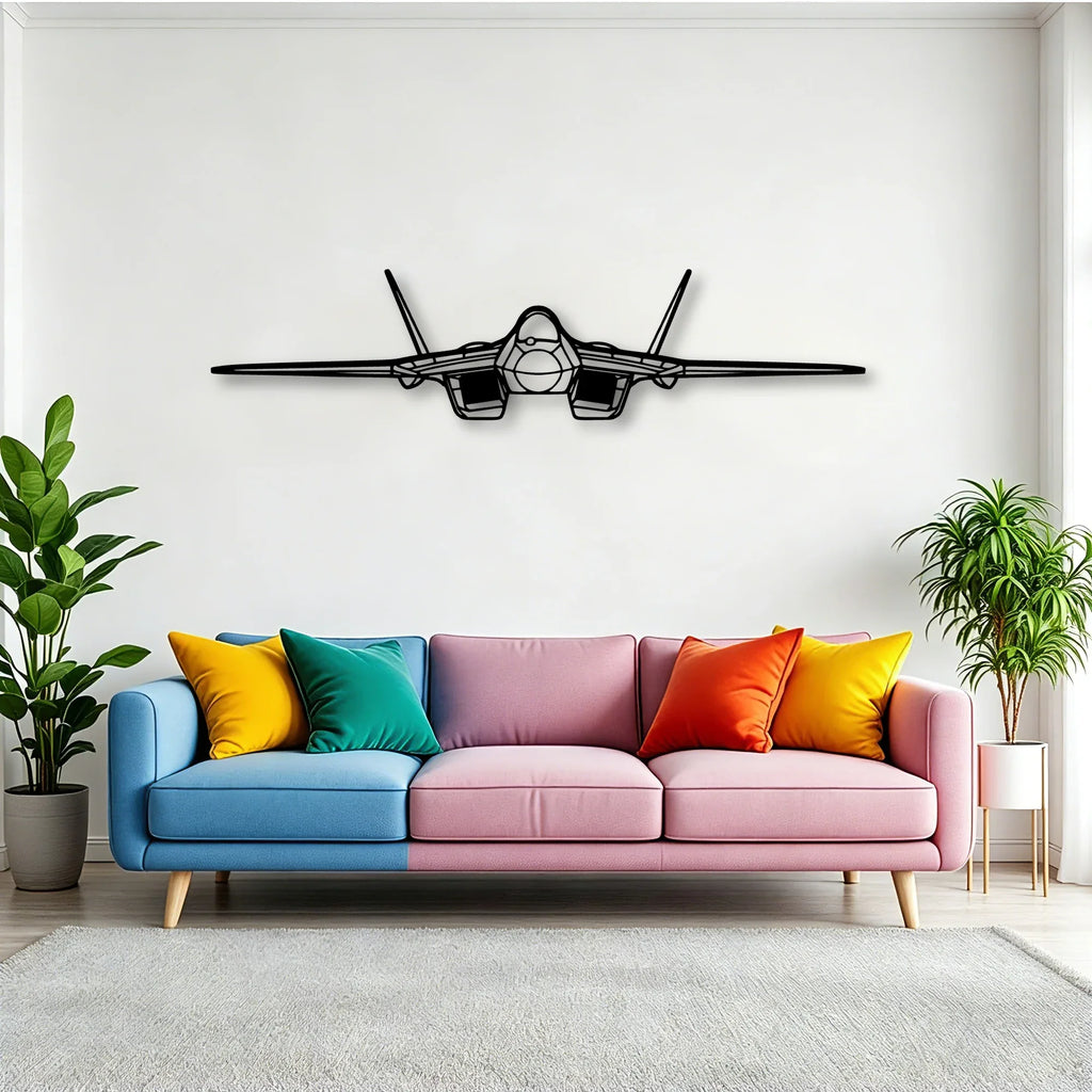 Su 57 Classic Aircraft Silhouette Metal Wall Art - Tinvibe