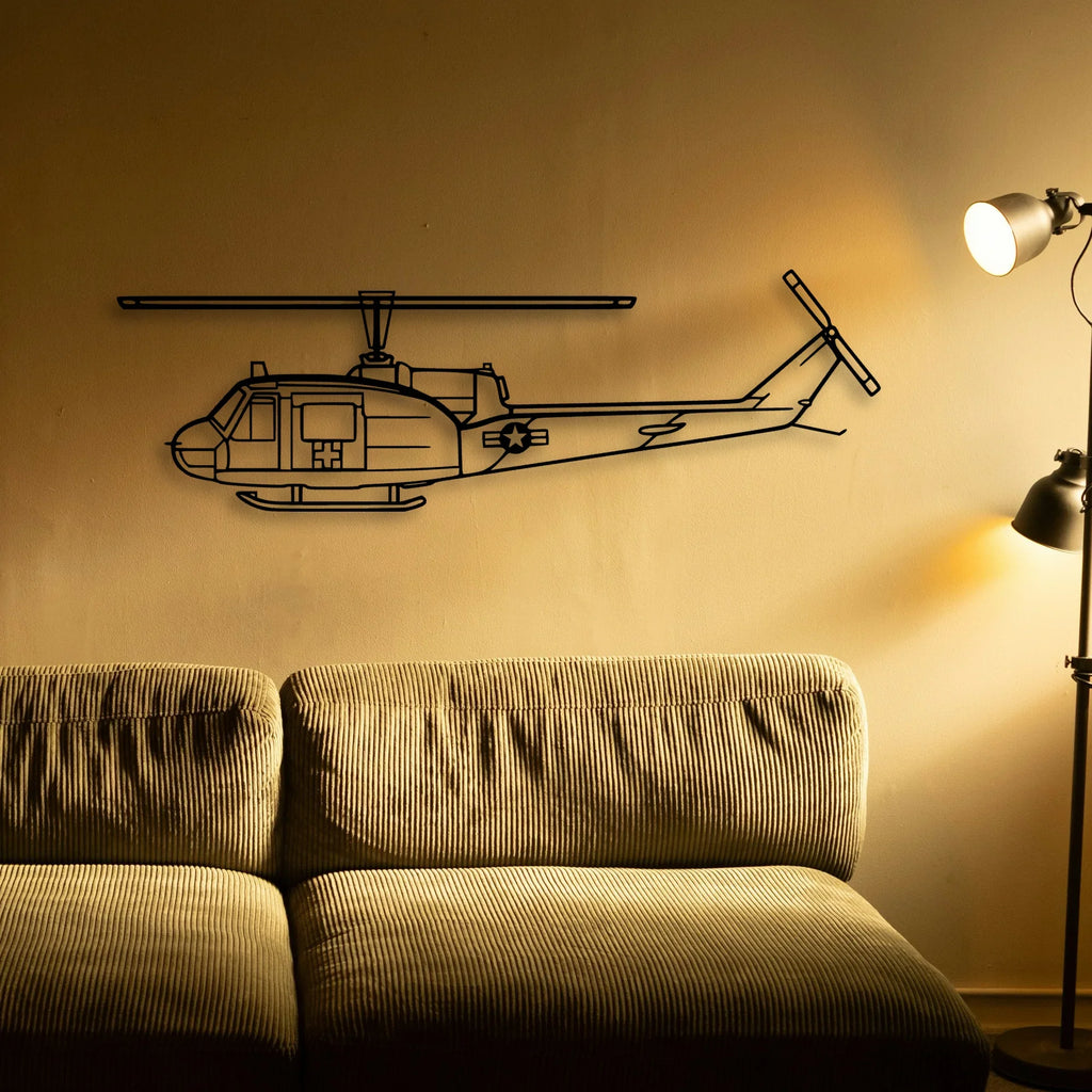 Uh 1 Med Classic Aircraft Silhouette Metal Wall Art - Tinvibe