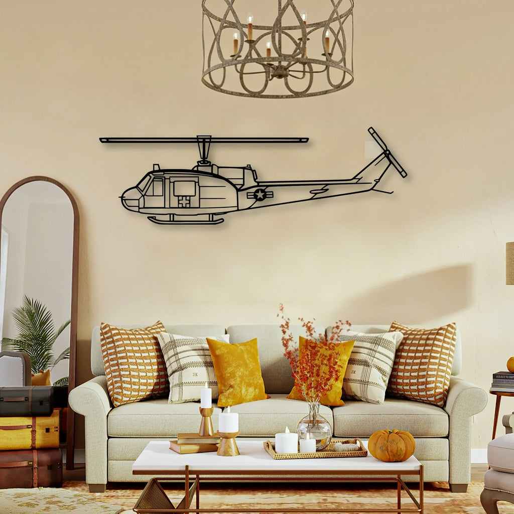 Uh 1 Med Classic Aircraft Silhouette Metal Wall Art - Tinvibe