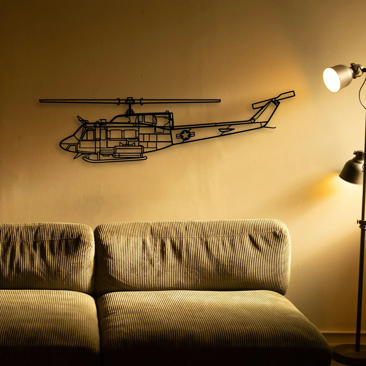 Uh 1N Huey Classic Aircraft Silhouette Metal Wall Art - Tinvibe